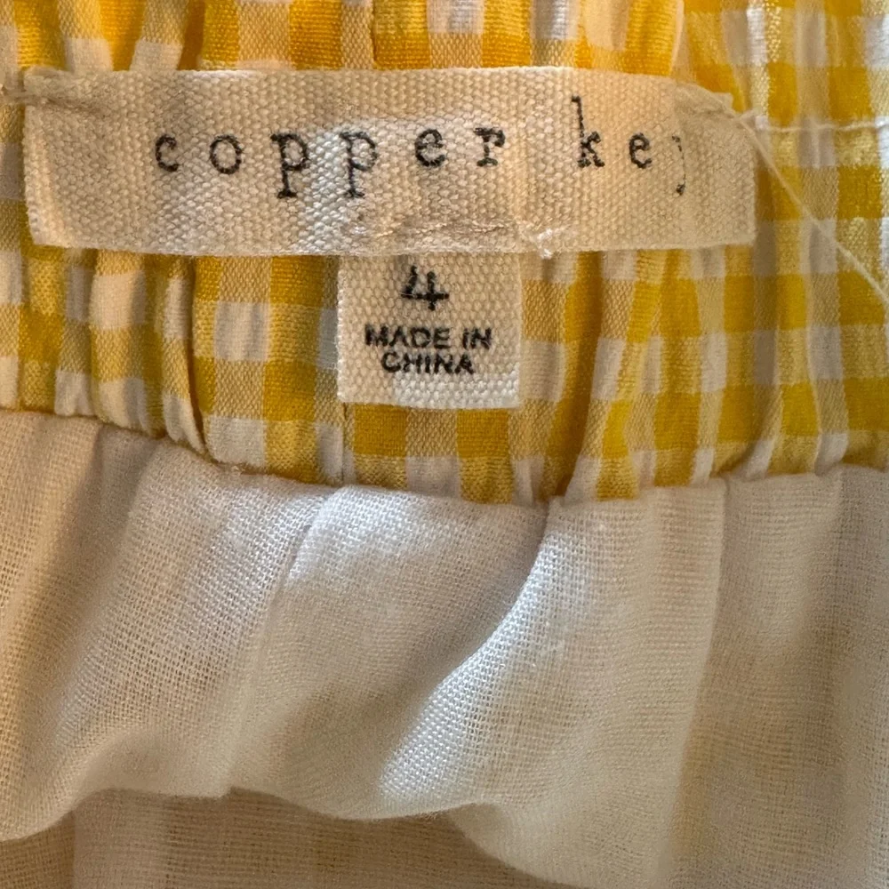 Copper Key Yellow Citrus Scalloped Pearl Gingham Two-Piece Set - Picture 5 of 6